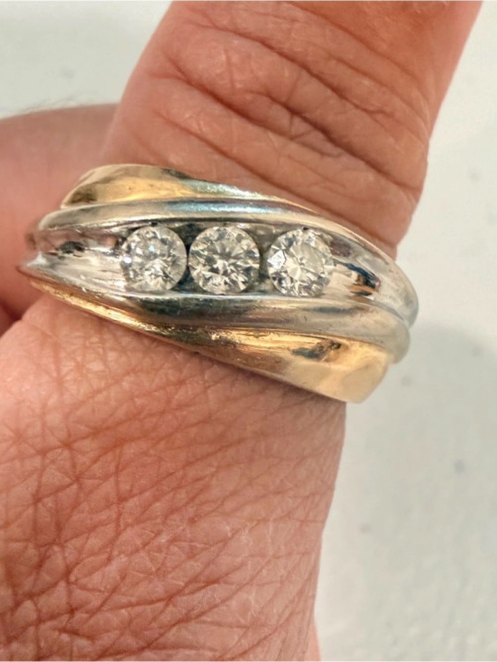 14K Two-Tone Gold Men's Channel-Set Natural Diamond Band 0.50 CTW Sz 8.5